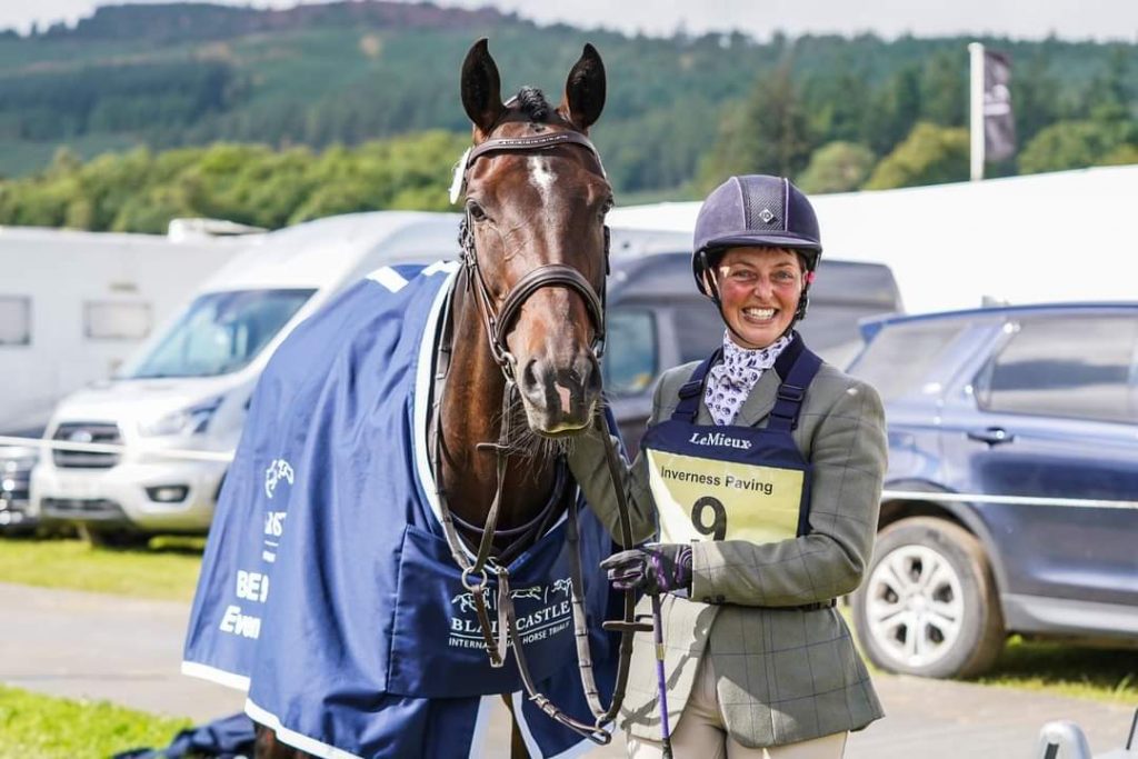 Jo and Pure Imagination after winning the BE90 Scottish Grassroots Championship at Blair Castle International Horse Trials 2024. Photo Credit Hanna Cole Photography.